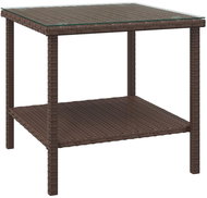 SHUMEE brown 45 × 45 × 45 polyrattan and tempered glass - Side Table