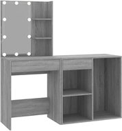 Shumee LED dressing table with cabinet grey sonoma composite wood - Dressing Table