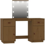 Shumee Dressing Table Set with LED Honey Brown Solid Pine - Dressing Table