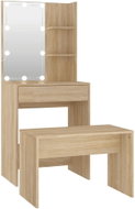 Shumee Dressing table set with LED oak sonoma composite wood - Dressing Table