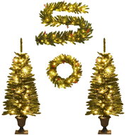 Shumee Umělé vánoční stromky s věncem, girlandou a LED diodami, 2 ks - Christmas Tree