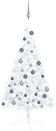 Shumee Umělý vánoční půl stromek s LED a sadou šedých koulí bílý 120 cm - Christmas Tree