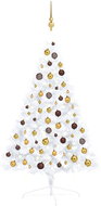 Shumee Umělý vánoční půl stromek s LED a sadou zlatých koulí bílý 120 cm, 3077482 - Christmas Tree