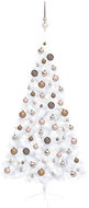 Shumee Umělý vánoční půl stromek s LED a sadou koulí bílý 150 cm - Christmas Tree
