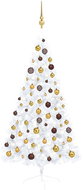 Shumee Umělý vánoční půl stromek s LED a sadou zlatých koulí bílý 150 cm, 3077483 - Christmas Tree