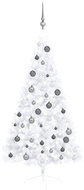 Shumee Umělý vánoční půl stromek s LED a sadou šedých koulí bílý 150 cm, 3077655 - Christmas Tree
