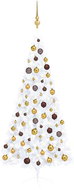 Shumee Umělý vánoční půl stromek s LED a sadou zlatých koulí bílý 180 cm - Christmas Tree