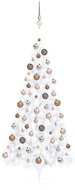 Shumee Umělý vánoční půl stromek s LED a sadou koulí bílý 180 cm, 3077570 - Christmas Tree