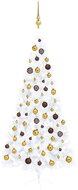 Shumee Umělý vánoční půl stromek s LED a sadou zlatých koulí bílý 210 cm, 3077485 - Christmas Tree