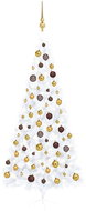 Shumee Umělý vánoční půl stromek s LED a sadou zlatých koulí bílý 240 cm, 3077486 - Christmas Tree