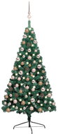 Shumee Umělý vánoční půl stromek s LED a sadou koulí zelený 120 cm, 3077563 - Christmas Tree