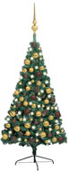 Shumee Umělý vánoční půl stromek s LED a sadou zlatých koulí zelený 150 cm - Christmas Tree