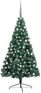 Shumee Umělý vánoční půl stromek s LED a sadou šedých koulí zelený 150 cm, 3077650 - Christmas Tree