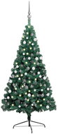Shumee Umělý vánoční půl stromek s LED a sadou šedých koulí zelený 180 cm - Christmas Tree