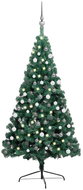 Shumee Umělý vánoční půl stromek s LED a sadou šedých koulí zelený 210 cm, 3077652 - Christmas Tree