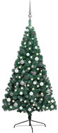 Shumee Umělý vánoční půl stromek s LED a sadou šedých koulí zelený 240 cm - Christmas Tree