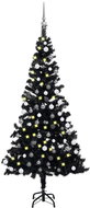 Shumee Umělý vánoční stromek s LED a sadou koulí černý 180 cm PVC, 3077676 - Christmas Tree
