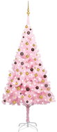 Shumee Umělý vánoční stromek s LED a sadou koulí růžový 240 cm PVC - Christmas Tree