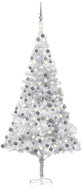 Shumee Umělý vánoční stromek s LED a sadou koulí stříbrný 240 cm PET - Christmas Tree