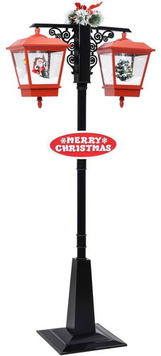 Shumee Christmas street lamp with santa black-red 81 × 40 × 188 cm PVC - Christmas Lights - Main image