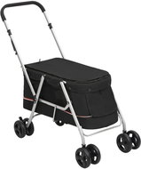 Shumee Folding dog stroller black, linen fabric - Pet Stroller