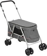 Shumee Folding dog stroller grey, linen fabric - Pet Stroller