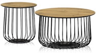 Autronic (AF-3007 OAK) Set of 2 tables, 3D, metal wire base, mat black, wild oak - Coffee Table