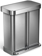 Rubbish Bin Simplehuman 58l Rectangular Pedal Dual Compartment Stainless Steel, FPP - Odpadkový koš