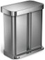 Simplehuman 58l Rectangular Pedal Dual Compartment Stainless Steel, FPP - Rubbish Bin