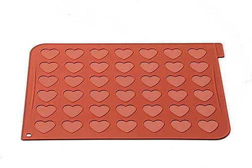 Silikomart Silicone Mat for Baking Macaroons in the Shape of a Heart Silikomart Heart Terracotta - Baking Mould - Main image
