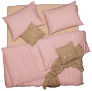 SCANquilt bed linen KREP plaid beige-ruby - Bed Linen
