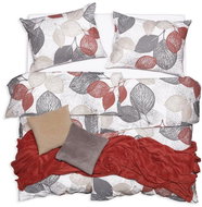 SCANquilt bed linen KREP leaves white-gray-amber - Bed Linen