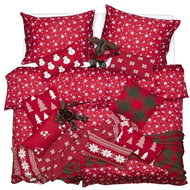 SCANquilt bedding SATIN PLUS flakes red and white - Bed Linen