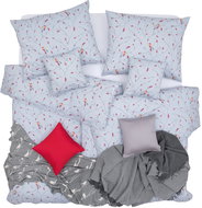 SCANquilt bed linen KLASIK birds grey 140 × 200/70 × 90 cm - Bed Linen