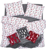 SCANquilt bed linen KLASIK polar houses red and white 140 × 200/70 × 90 cm - Bed Linen