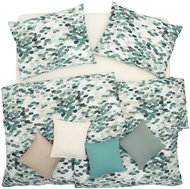 SCANquilt bed linen SATIN TENCEL DESIGN spots cream-turquoise 140 × 200/70 × 90 cm - Bed Linen