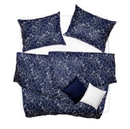 SCANquilt bed linen SATÉN DESIGN anchor dark blue 140 × 200/70 × 90 cm - Bed Linen