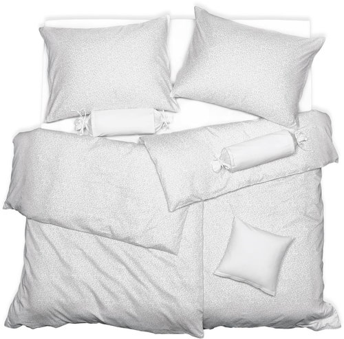 SCANquilt bed linen SATEN PLUS flowers white and grey 140 × 200/70 × 90 cm - Bed Linen - Main image
