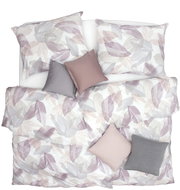 SCANquilt bed linen SATIN PLUS leaves pastel 140 × 220/70 × 90 cm - Bed Linen