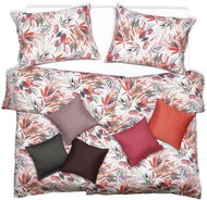 SCANquilt bed linen SATÉN DESIGN wild leaves brick green 240 × 200/2 × 70 × 90 cm - Bed Linen