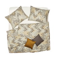 SCANquilt linen FLANEL retro geo beige-brown 140 × 220/70 × 90 cm - Bed Linen