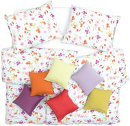 SCANquilt bed linen JERSEY flowers, stripe pink-turquoise 140 × 200/70 × 90 cm - Bed Linen