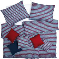 SCANquilt bed linen JERSEY stripes blue-red 140 × 200/70 × 90 cm - Bed Linen