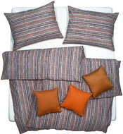 SCANquilt bedding KREP stripes turquoise-brown 140 × 200/70 × 90 cm - Bed Linen