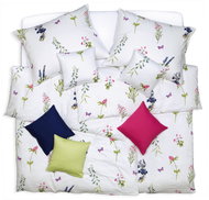 SCANquilt bed linen KREP meadow flowers white and grey 140 × 220/70 × 90 cm - Bed Linen