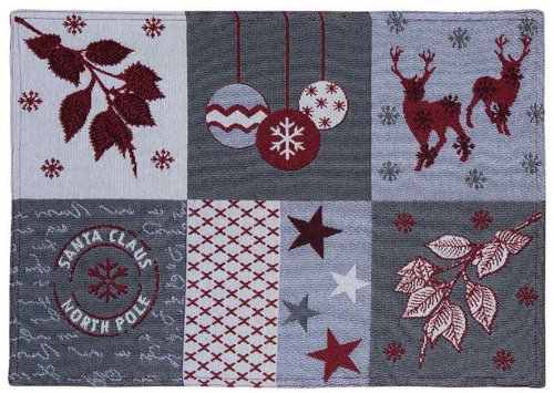 SCANquilt placemat MOTIV winter patch grey red - Placemat - Main image