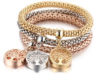 Silver Star Moonlit Mirage Women's Bracelets Tree of Life, Gold 3 piece - Bracelet
