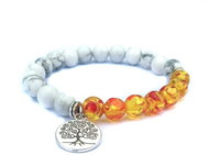 Silver Star Garnetwood ladies bracelet, Syn. Howlite, 21 cm - Bracelet