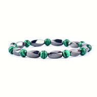 Silver Star Opalstone ladies bracelet, Hematite Syn. Malachite - Bracelet