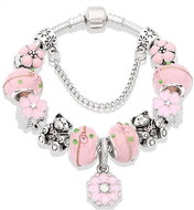 Silver Star Equinox ladies bracelet, pink, teddy bear - Bracelet